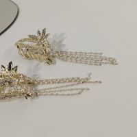 Retro Clip Metal Pearl Tassel Shark Clip Korean Headdress Rhinestone Hairpin main image 5