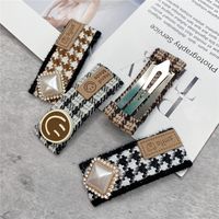 Houndstooth College Style Bb Clip Korean Style Hair Accessories Pearl Hairpin main image 5