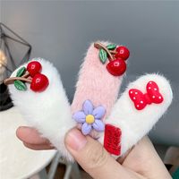 Winter Cute Furry Bb Clip Cherry Flower Color Matching Bow Hairpin main image 1