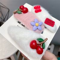Winter Cute Furry Bb Clip Cherry Flower Color Matching Bow Hairpin main image 4