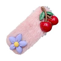 Winter Cute Furry Bb Clip Cherry Flower Color Matching Bow Hairpin main image 6