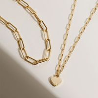 New Fashion Simple Heart-shaped Stitching Multi-layer Necklace main image 5