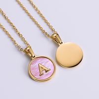 304 Stainless Steel 18K Gold Plated Fashion Plating Letter Shell Pendant Necklace main image 3