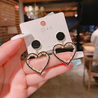 Heart Drop Full Of Zircon Pendant Earrings Korean Simple Atmosphere Exaggerated Ear Jewelry main image 1