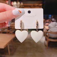 White Heart Earrings Temperament Exaggerated Atmosphere High-end Ear Jewelry sku image 1