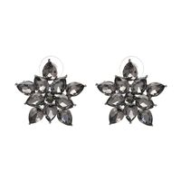 Retro Five-pointed Star Diamond-studded Flower Earrings sku image 2