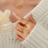 Korean Fashion Personality New 8-character Hollow Geometric Open Titanium Steel Ring sku image 3