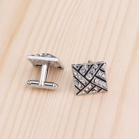 European French Geometric Diamond-studded Shirt Dress Cuff Links sku image 7