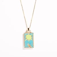 Design Copper Plated 18k Gold Oil Painting Pendant Necklace sku image 1