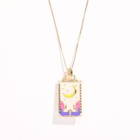 Design Copper Plated 18k Gold Oil Painting Pendant Necklace sku image 2