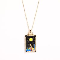 Design Copper Plated 18k Gold Oil Painting Pendant Necklace sku image 3
