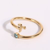 Classic 12 Constellation Twelve Constellation Ring Zircon Open Ring Stainless Steel Ring sku image 3