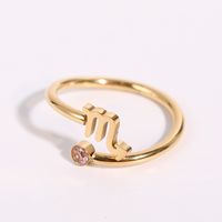 Classic 12 Constellation Twelve Constellation Ring Zircon Open Ring Stainless Steel Ring sku image 8