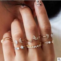 Fashion Diamond Love Pearl Leaf 10-teiliger Ring Kreativer Retro-weiblicher Ring sku image 61
