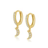 Inlaid Zircon Crescent Earrings Fashion Wild Moon Symmetrical Earrings sku image 1