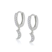 Inlaid Zircon Crescent Earrings Fashion Wild Moon Symmetrical Earrings sku image 2
