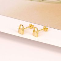 European And American Fashion Personality Small Lock Key-shaped Copper Earring sku image 1
