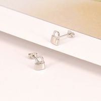 European And American Fashion Personality Small Lock Key-shaped Copper Earring sku image 2