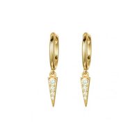 S925 Silver Needle Diamond-studded Pointed Cone Triangle Earrings sku image 1