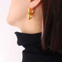 Double Ring Buckle Stainless Steel 18k Gold Plated Female Earrings 2021 New Earrings sku image 1