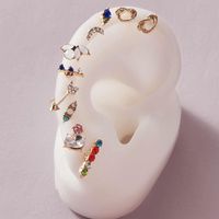 European And American Ersonalized Color Diamond Earrings Set Irregular Earrings Ten-piece Set sku image 1