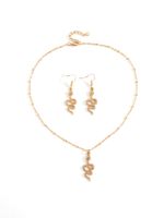 Creative Fashion Personality Snake-shaped Diamond Earrings Necklace Set sku image 1