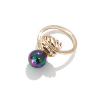 Retro Flower Gold-plated Ring French Multi-layer Winding Color Pearl Alloy Ring sku image 2