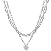 New Fashion Simple Heart-shaped Stitching Multi-layer Necklace sku image 2