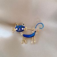 Female Korea Cute Blue Cat New Anti-glare Brooch main image 1