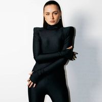Women's 2021 New Winter Fashion High Neck Long Sleeve Slim Bodysuit main image 5