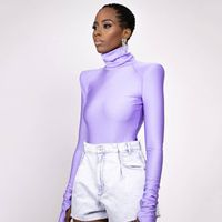 Women's 2021 New Winter Fashion High Neck Long Sleeve Slim Bodysuit sku image 4