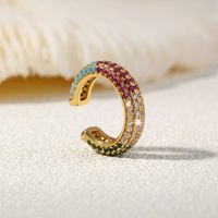 18k Real Gold Electroplated Zircon Rainbow C-shaped Ear Clip Accessories main image 3