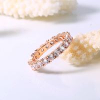 Simple Style Rose Gold Female Copper Zircon Ring Wholesale main image 3