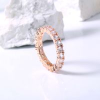 Simple Style Rose Gold Female Copper Zircon Ring Wholesale main image 5
