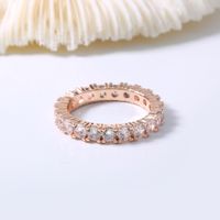 Simple Style Rose Gold Female Copper Zircon Ring Wholesale main image 6