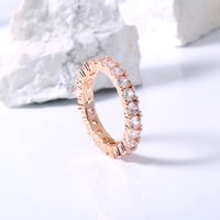 Simple Style Rose Gold Female Copper Zircon Ring Wholesale sku image 1