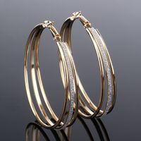 Large Circle Earrings Women's Exaggerated Multi-layer Frosted Copper Earrings sku image 1