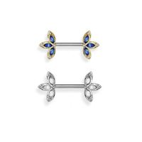 New Product Clover Symmetrical Diamond-studded Flower Breast Ring Piercing Jewelry main image 3