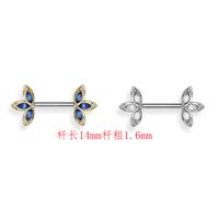 New Product Clover Symmetrical Diamond-studded Flower Breast Ring Piercing Jewelry main image 4