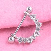 Fashion Geometric U-shaped Diamond-studded Stainless Steel Breast Ring Wholesale main image 4