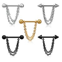 Fashion Geometric Stainless Steel Jewelry Chain Pendant Barbell Breast Ring main image 3