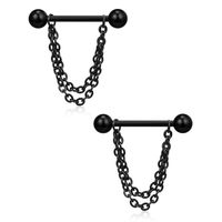 Fashion Geometric Stainless Steel Jewelry Chain Pendant Barbell Breast Ring main image 2