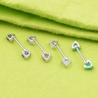 New Stainless Steel Heart-shape Straight Rod Zircon Stainless Steel Breast Ring main image 1