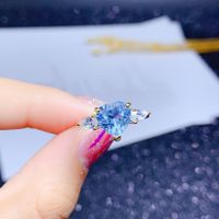 New Imitating Natural Heart-shaped Sky Blue Topaz Color Treasure Opening Ring main image 2