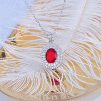 New Beaded Oval Simulation Ruby Tourmaline Color Pendant main image 4