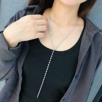 Long Water Drop Pear-shaped Micro-inlaid Zircon Heart Water Drop Y Tassel Long Sweater Chain main image 4