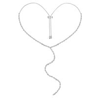 Long Water Drop Pear-shaped Micro-inlaid Zircon Heart Water Drop Y Tassel Long Sweater Chain main image 6