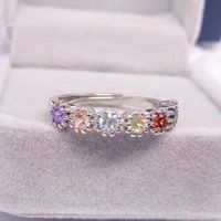 New Simulation Tourmaline Open Ring Inlaid With Colorful Zircon High Carbon Diamond Index Finger Ring main image 1