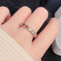 New Simulation Tourmaline Open Ring Inlaid With Colorful Zircon High Carbon Diamond Index Finger Ring main image 4