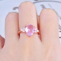 New Pink Diamond Rose Gold Drop Pear Shaped Ring European And American Simple Ring Female main image 5